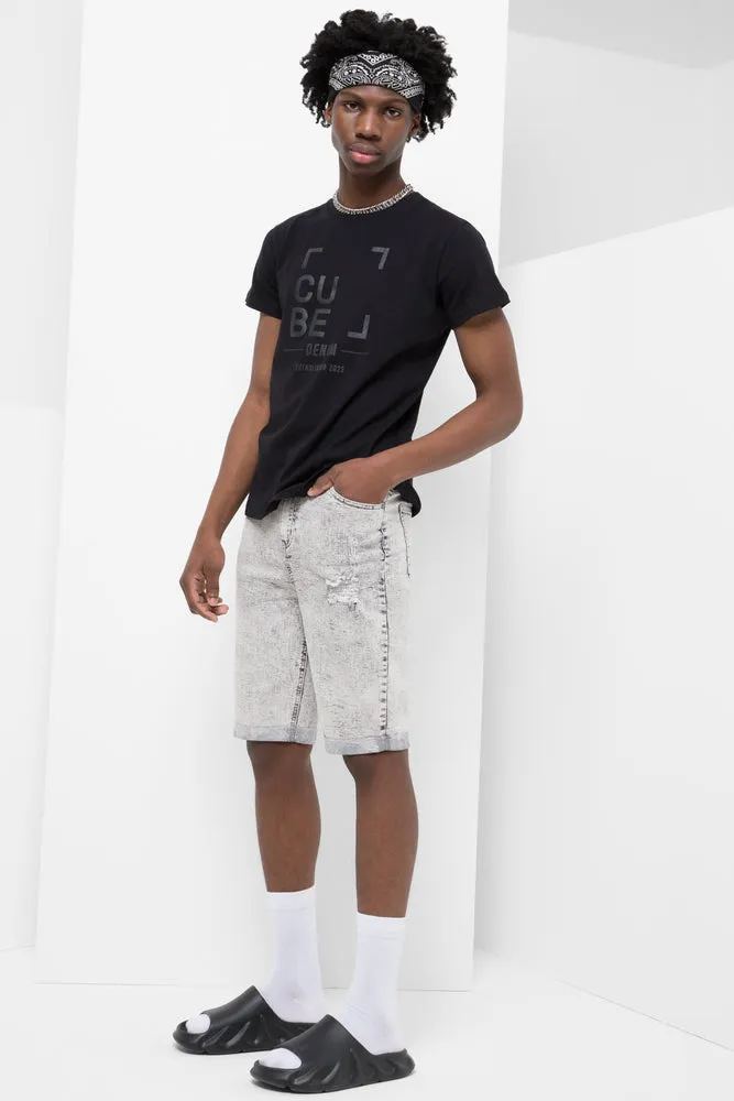 Ripped Denim Shorts Grey sold by Ackermas product image thumbnail 2