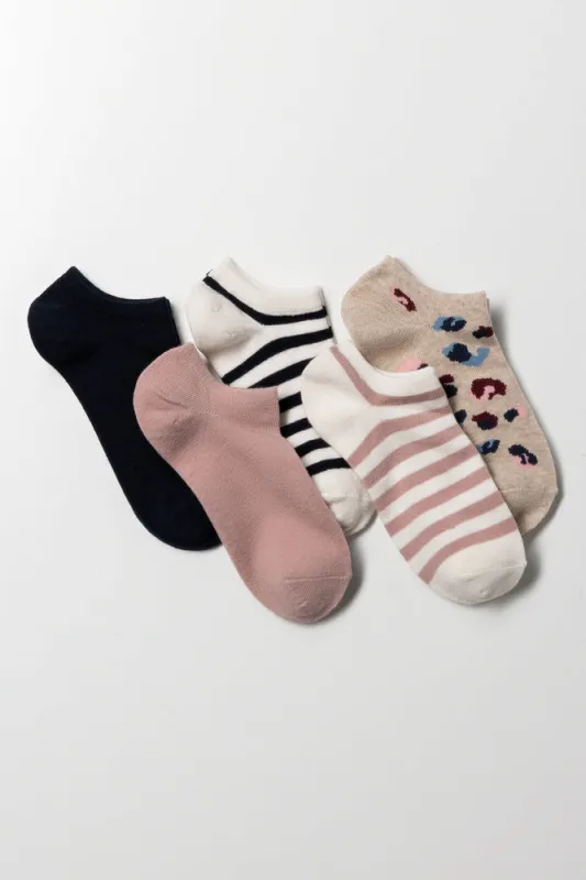5 Pack Lowcut Socks Navy, Natural And Pink sold by Ackermas