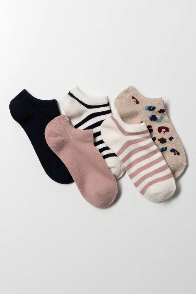 5 Pack Lowcut Socks Navy, Natural And Pink sold by Ackermas