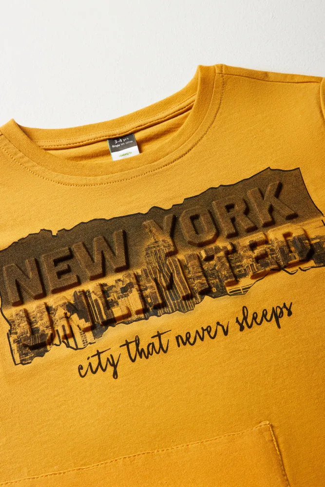 NYC Embossed T-Shirt Yellow sold by Ackermas product image thumbnail 2