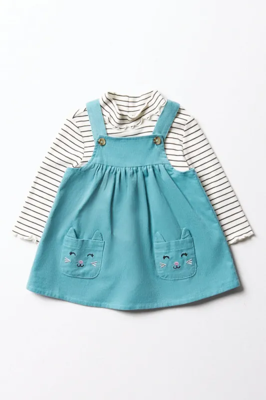 Corduroy Pinafore Set Blue sold by Ackermas