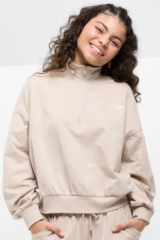 Quater Zip Tracktop Natural sold by Ackermas