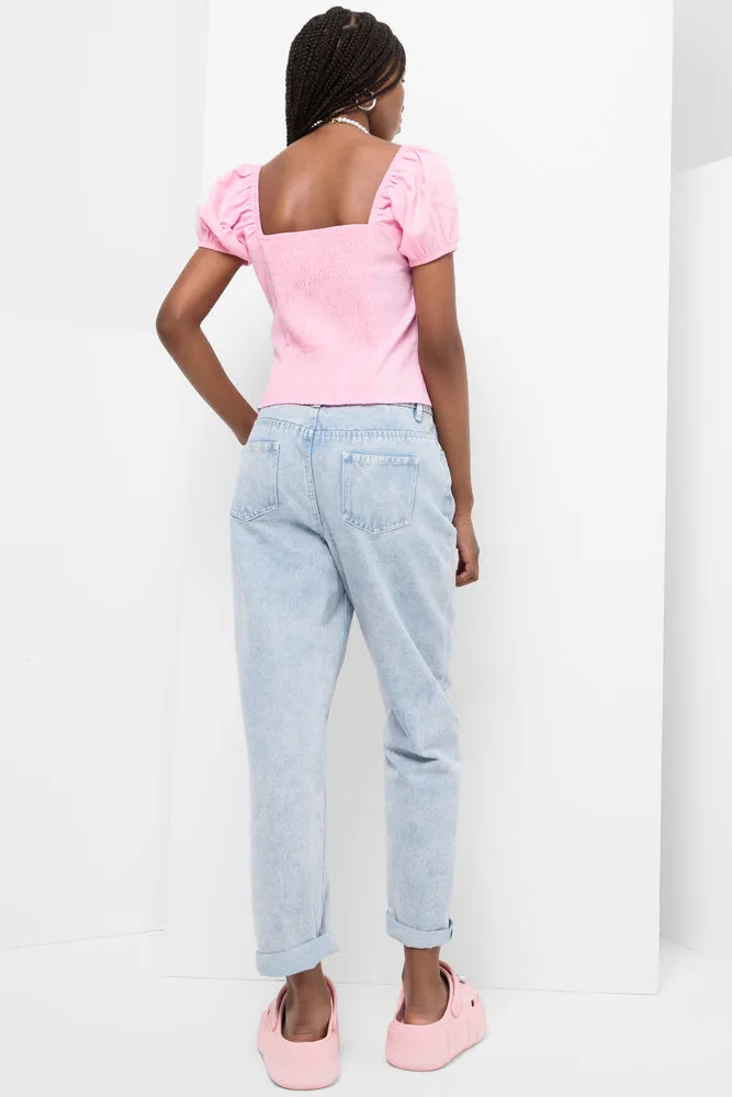 Milkmaid Puff Sleeve Top Pink sold by Ackermas product image thumbnail 3