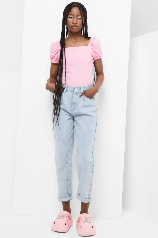 Milkmaid Puff Sleeve Top Pink sold by Ackermas