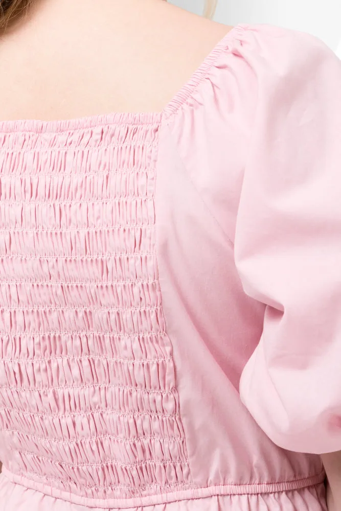 Poplin Puff Sleeve Dress Pink sold by Ackermas product image thumbnail 4