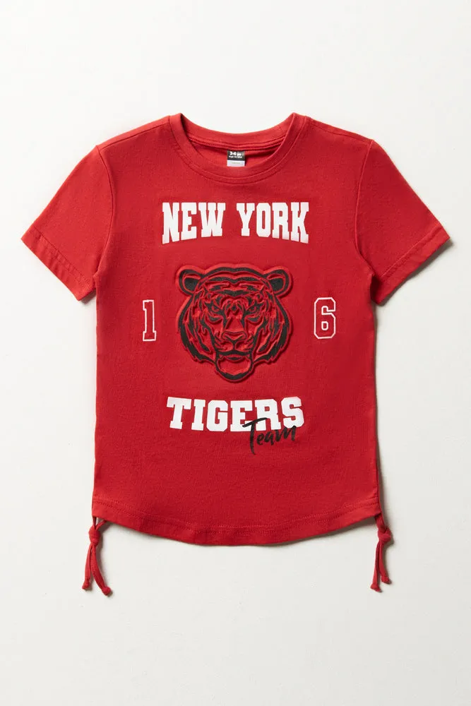 New York Short Sleeve T-Shirt Red sold by Ackermas