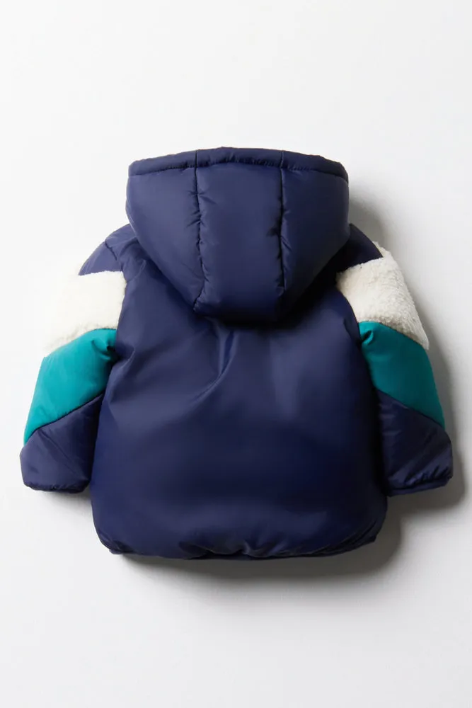 Hooded Sherpa Inset Jacket Blue sold by Ackermas product image thumbnail 3
