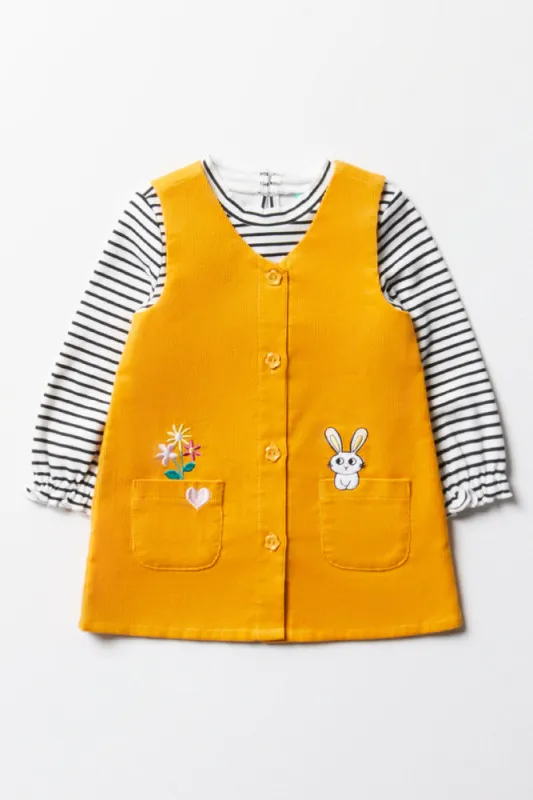 Corduroy Button Through Pini Set Yellow sold by Ackermas