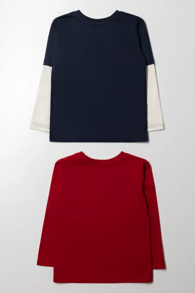2 Pack Long Sleeve T-Shirts Navy And Red sold by Ackermas product image thumbnail 4