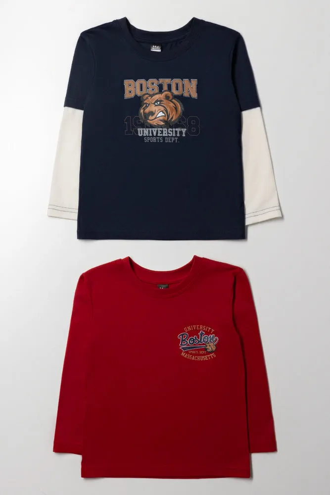 2 Pack Long Sleeve T-Shirts Navy And Red sold by Ackermas