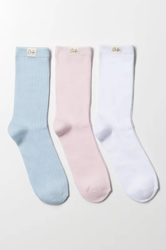 3 Pack Anklet Socks Blue, Pink And White sold by Ackermas