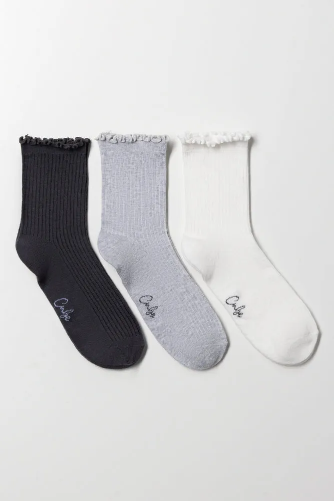 3 Pack Frill Socks Greys sold by Ackermas