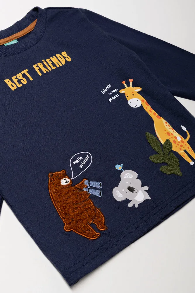 Animals Long Sleeve T-Shirt Navy sold by Ackermas product image thumbnail 2