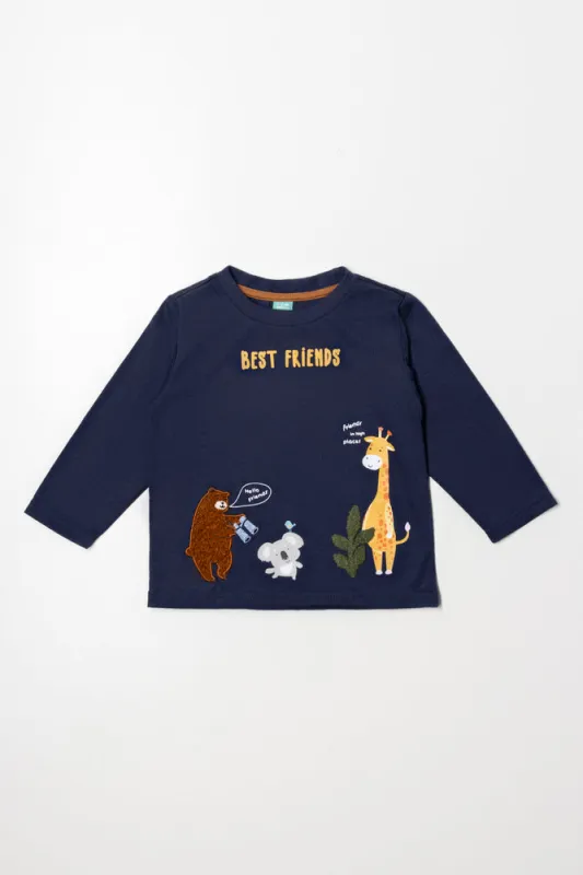 Animals Long Sleeve T-Shirt Navy sold by Ackermas