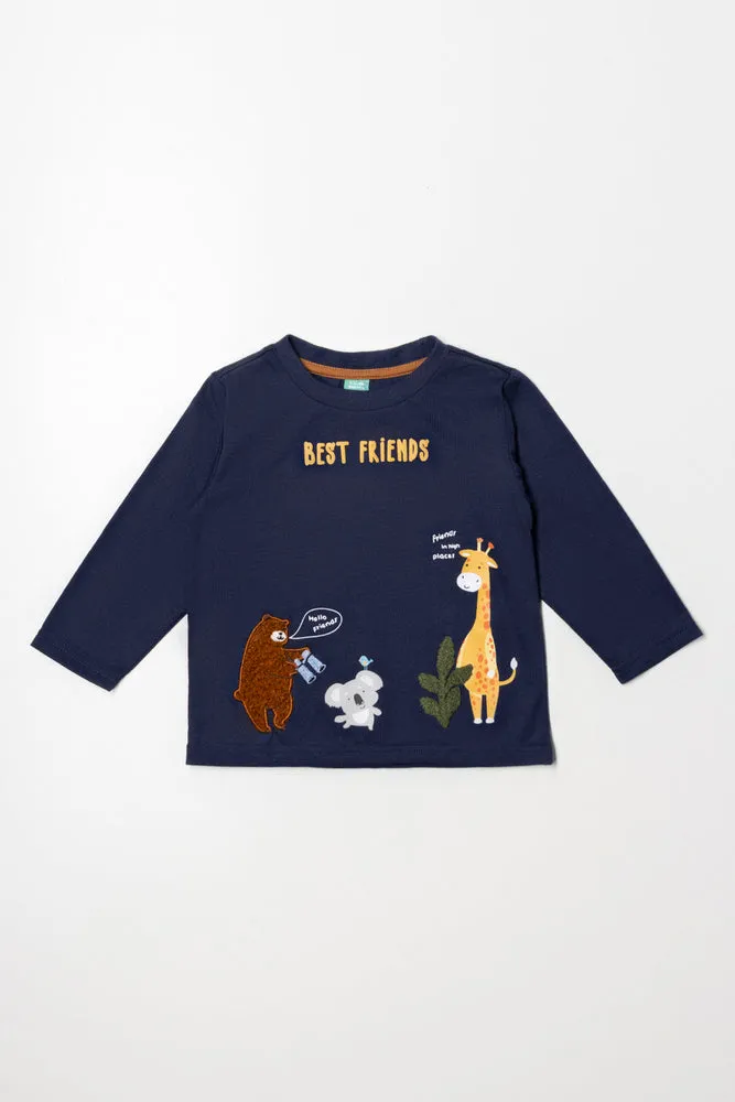 Animals Long Sleeve T-Shirt Navy sold by Ackermas