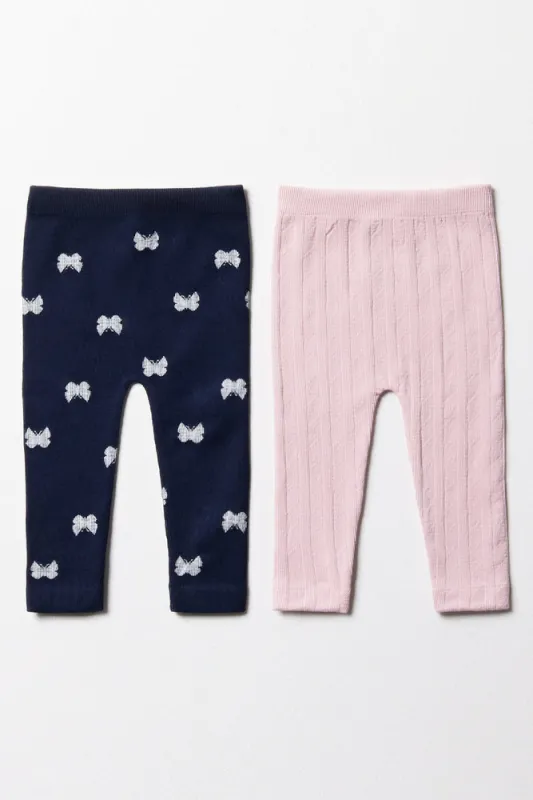 2 Pack Cable Leggings Navy And Pink sold by Ackermas