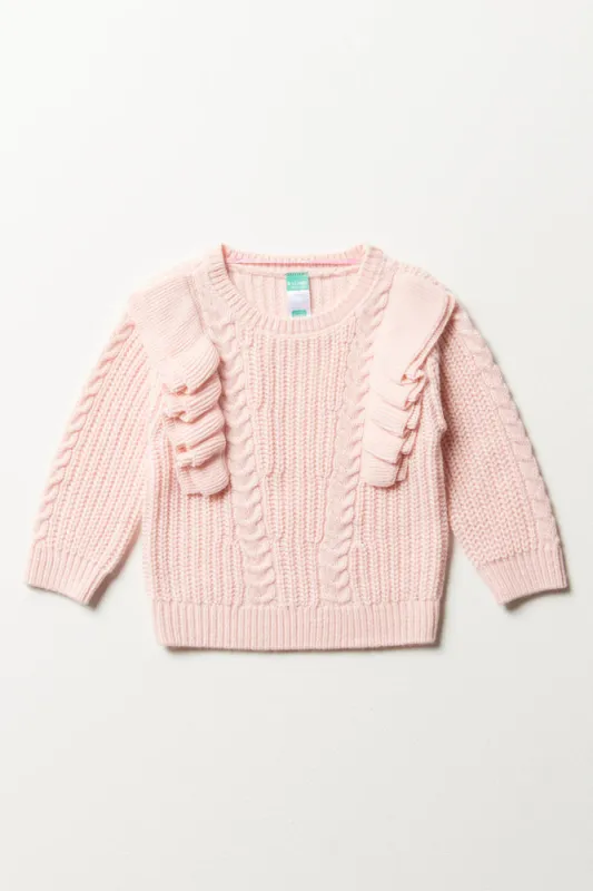 Crew Neck Jersey With Frills Pink sold by Ackermas