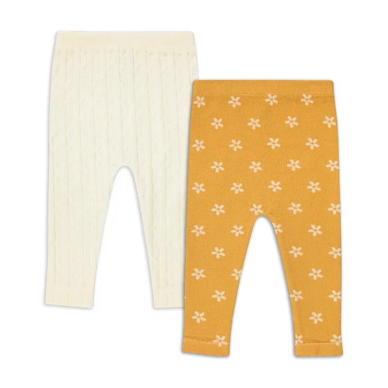 2 Pack Cable Knit Leggings Cream And Orange sold by Ackermas