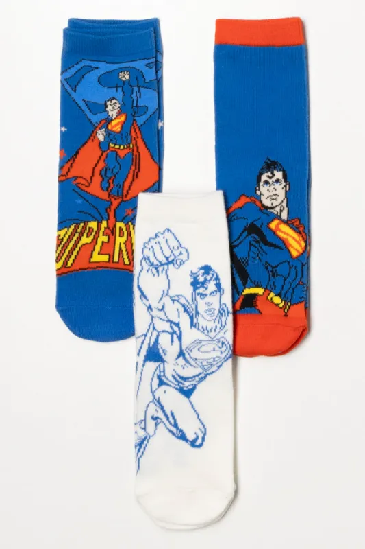 Superman 3 Pack Socks Blue sold by Ackermas