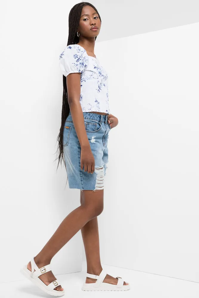 Floral Puff Sleeve Top White sold by Ackermas product image thumbnail 2