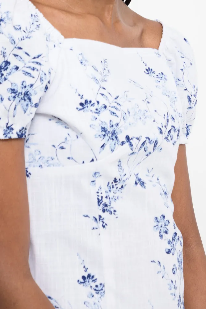 Floral Puff Sleeve Top White sold by Ackermas product image thumbnail 4