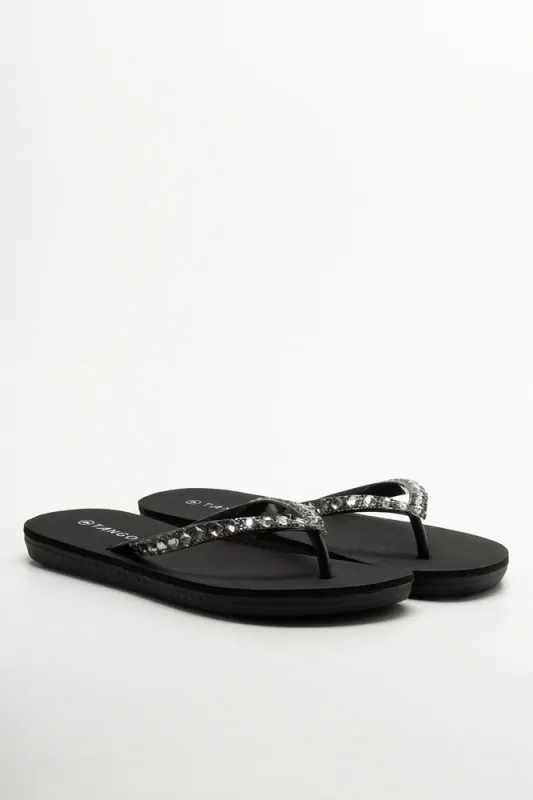 Diamante Flip Flops Black sold by Ackermas