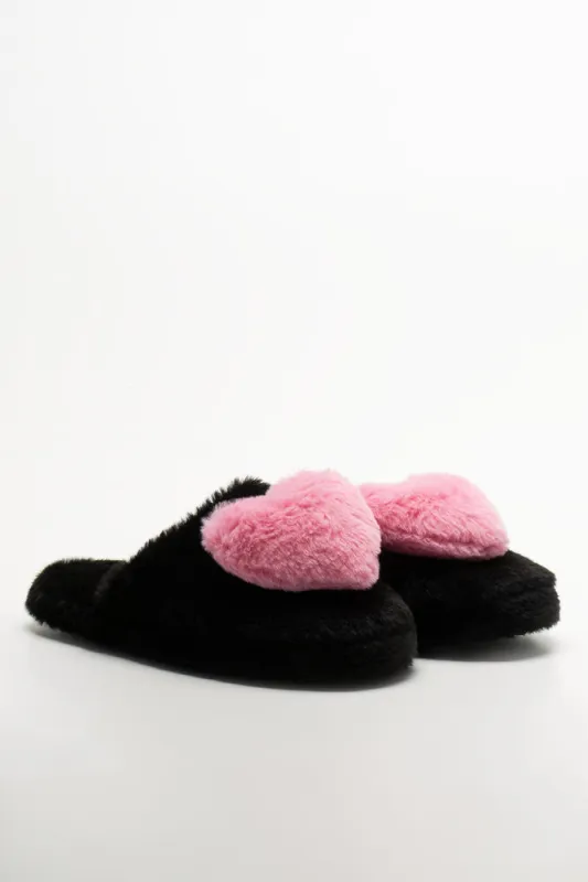 Heart Slippers Black sold by Ackermas