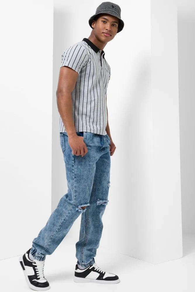 Stripe Short Sleeve Golfer Grey sold by Ackermas product image thumbnail 2