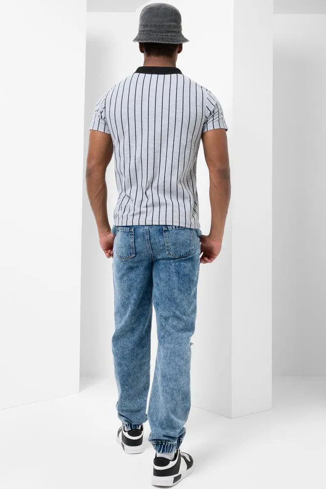 Stripe Short Sleeve Golfer Grey sold by Ackermas product image thumbnail 3