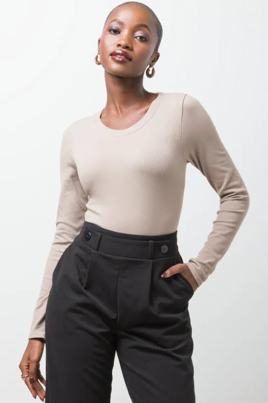 Rib Seamless Long Sleeve Bodysuit Natural sold by Ackermas