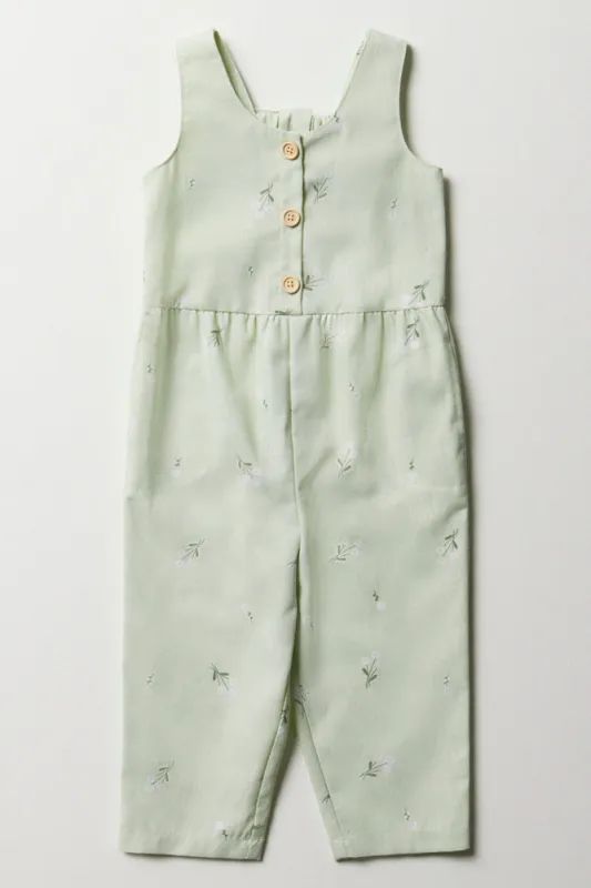 Floral Jumpsuit With Bow Green sold by Ackermas