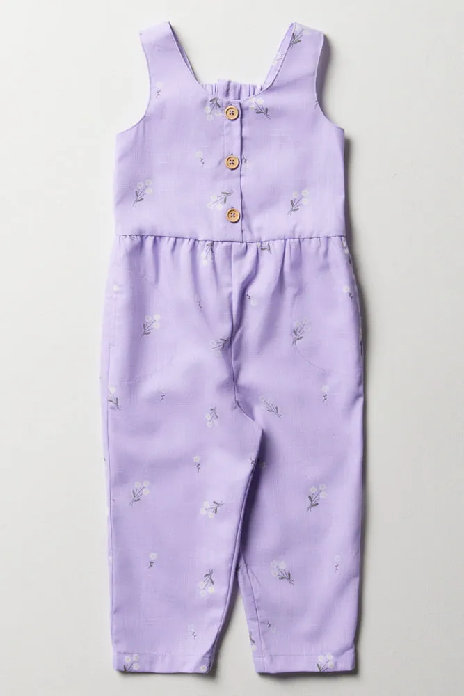Floral Jumpsuit With Bow Purple sold by Ackermas