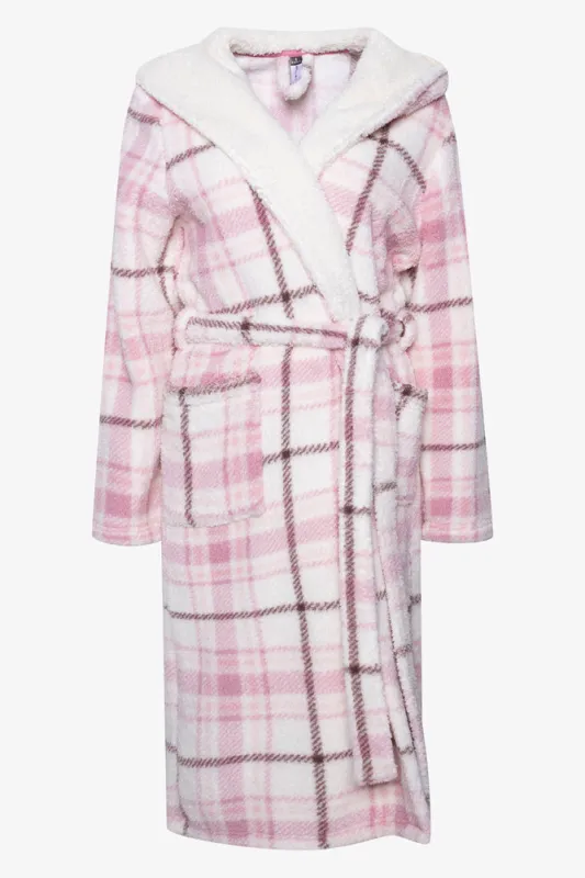 Check Hooded Sherpa Gown Pink sold by Ackermas