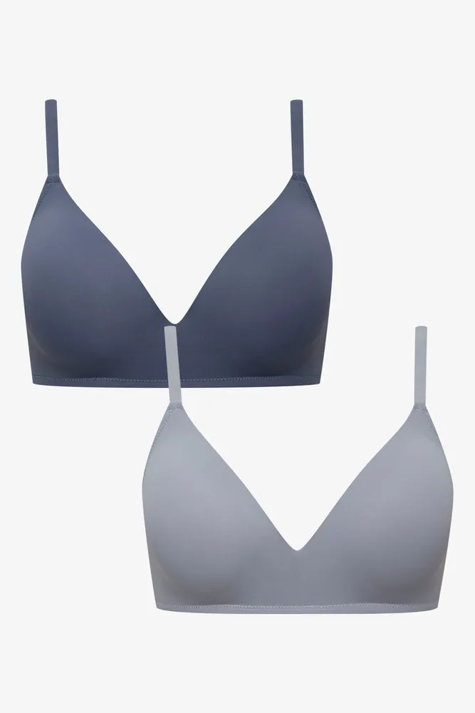 2 Pack Smooth Padded Wirefree Bra Grey And Blue sold by Ackermas