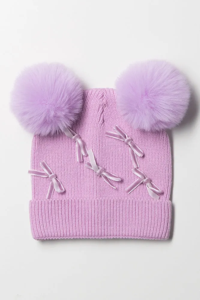 Beanie With Bows Lilac sold by Ackermas