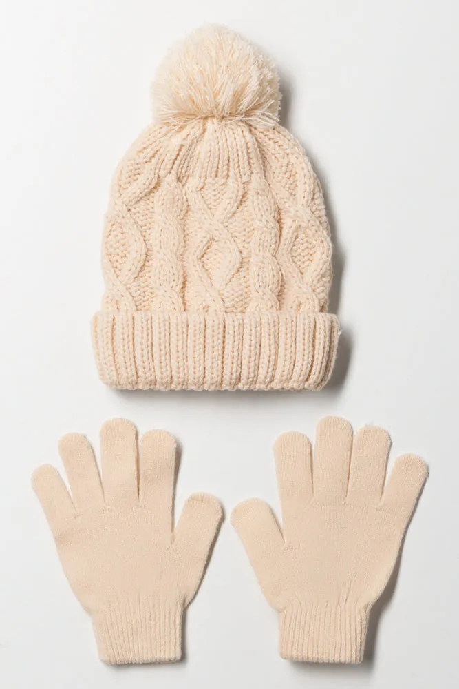 Beanie And Gloves Set Natural sold by Ackermas