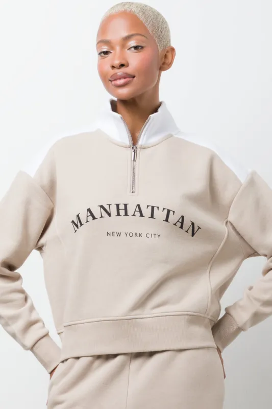 Manhattan Quarter Zip Top Natural sold by Ackermas
