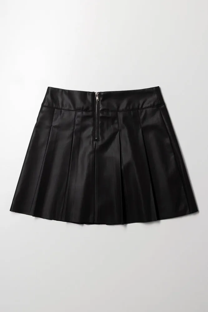 Pleated PU Skirt Black sold by Ackermas product image thumbnail 3