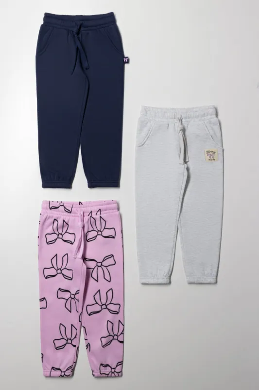 3 Pack Bow Trackpants Navy, Pink And Grey sold by Ackermas