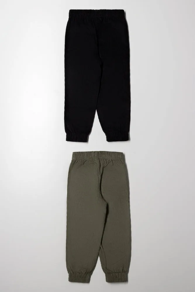 2 Pack Corduroy Cuffed Leg Pants Green And Black sold by Ackermas product image thumbnail 3