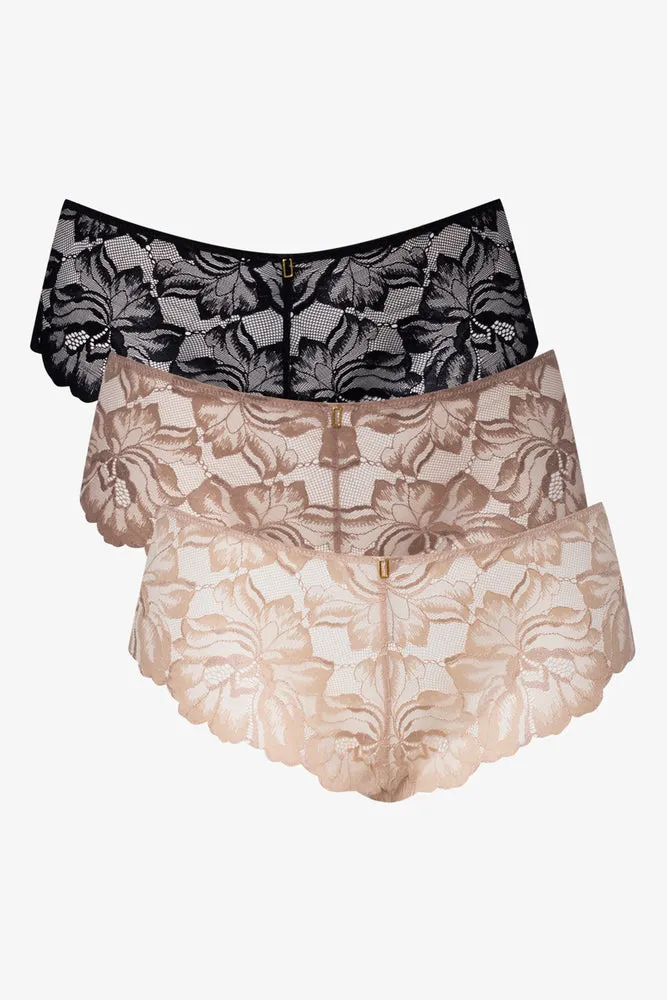 3 Pack Lace Boyleg Black, Brown And Natural sold by Ackermas