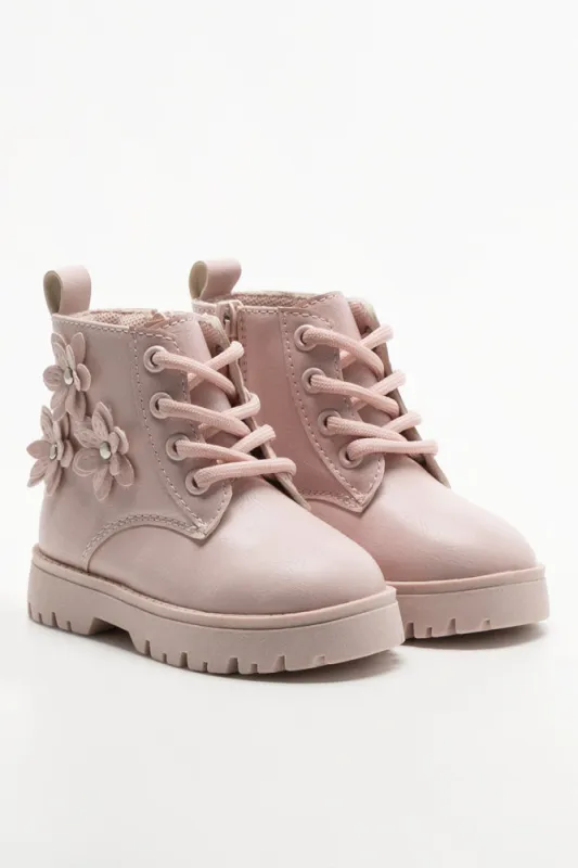 Flower Trim Boots Pink sold by Ackermas