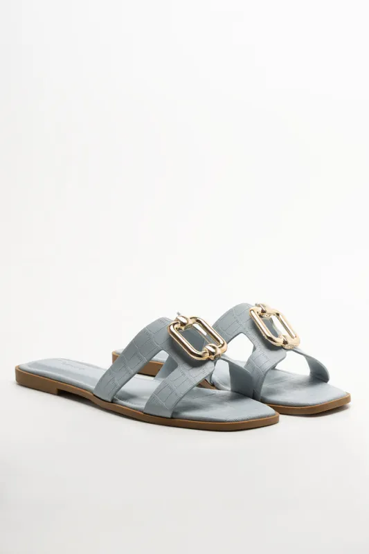 Cut Out Mule Sandals Blue sold by Ackermas