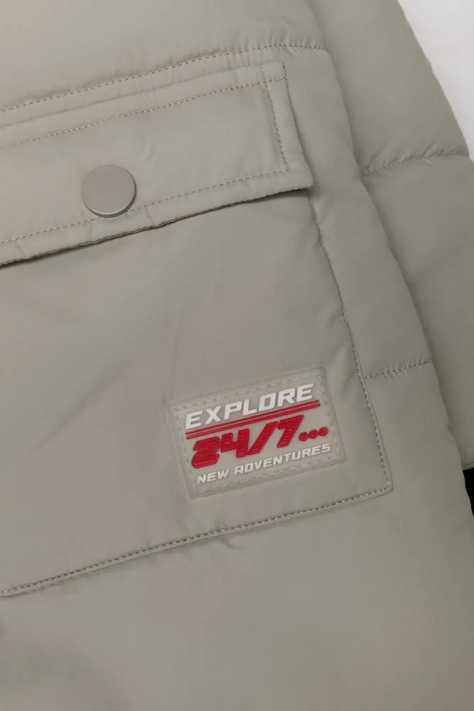 Hooded Puffer Parka Jacket Green sold by Ackermas product image thumbnail 3