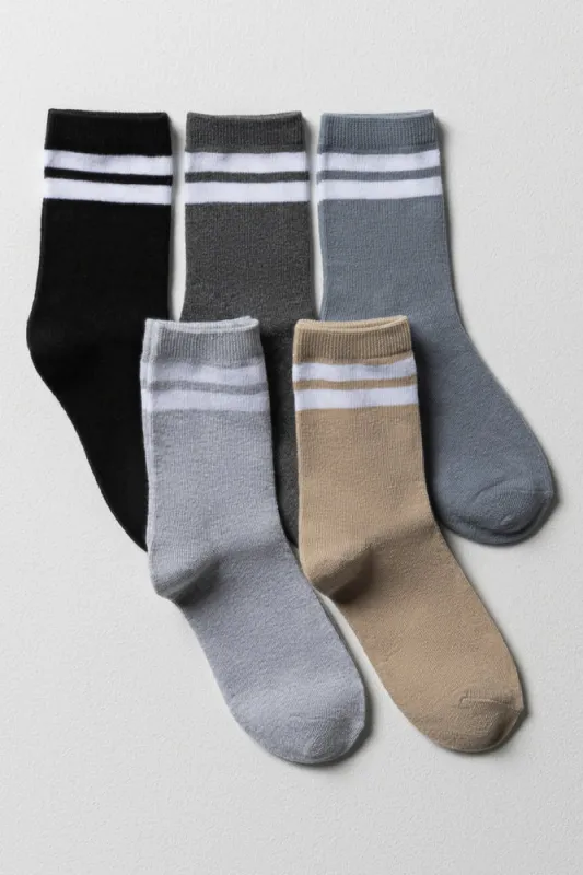 5 Pack Plain Socks Grey, Black And Natural sold by Ackermas