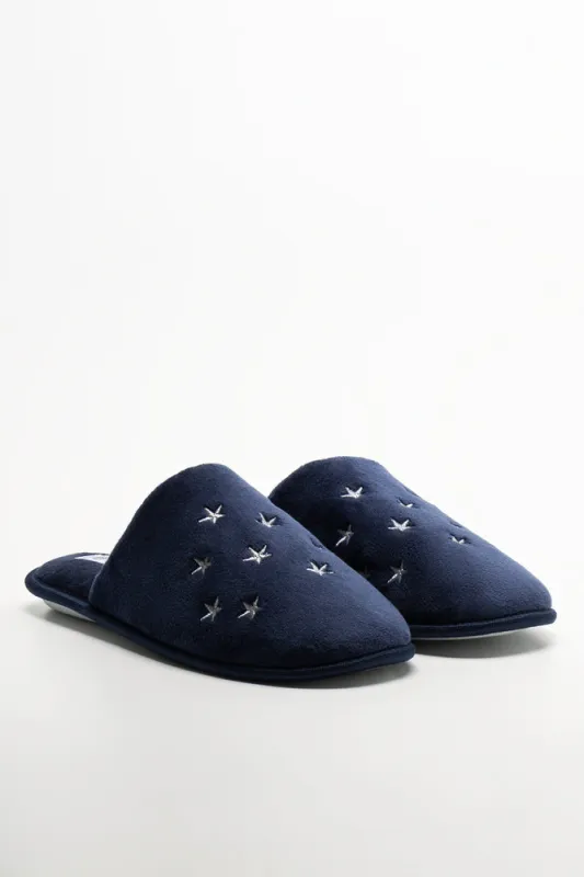 Star Trim Closed Toe Slippers Navy sold by Ackermas