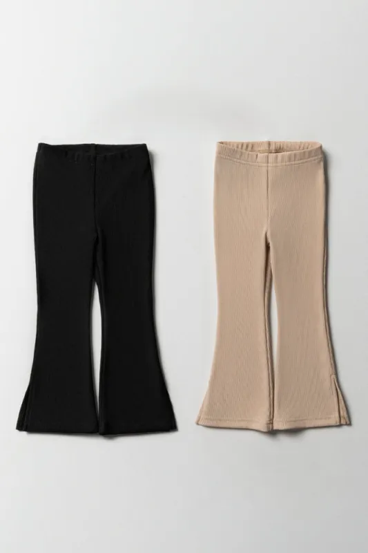 2 Pack Flare Leggings Black And Natural sold by Ackermas