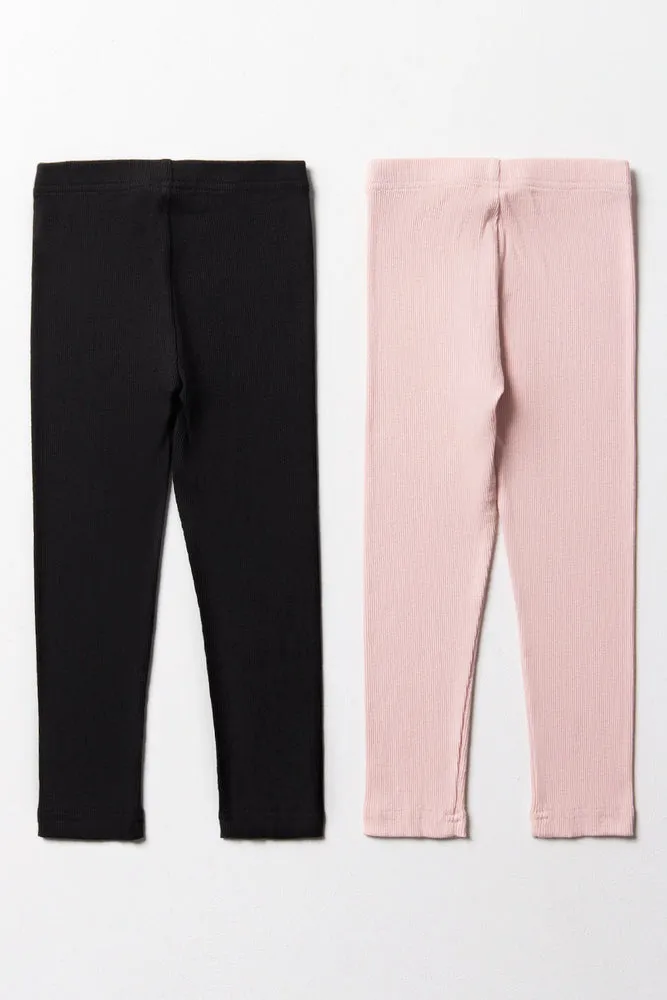2 Pack Rib Leggings Black And Rose sold by Ackermas product image thumbnail 3