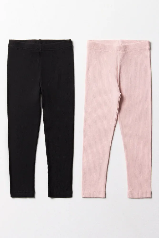 2 Pack Rib Leggings Black And Rose sold by Ackermas