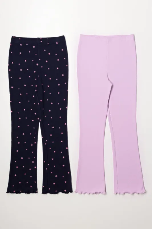 2 Pack Flare Leggings Navy And Lilac sold by Ackermas